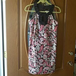 Ann Taylor the Loft brown pink dress Sz. 0